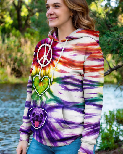 PEACE LOVE PUG DOG FACE SWIRL ALL OVER PRINT  - TLHG0704261