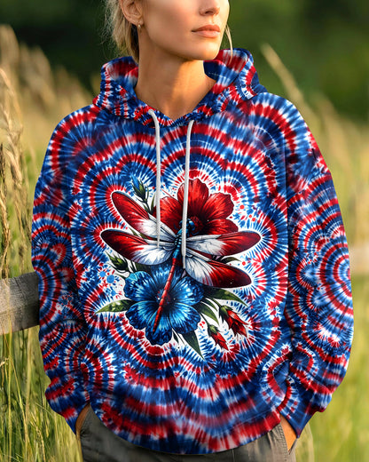 JUST BREATHE DRAGONFLY RED WHITE & BLUE SWIRL ALL OVER PRINT - TLHG0304262
