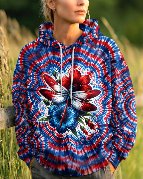 JUST BREATHE DRAGONFLY RED WHITE & BLUE SWIRL ALL OVER PRINT - TLHG0304262
