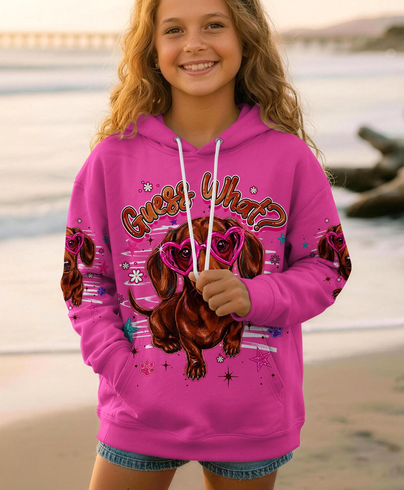 GUESS WHAT DACHSHUND DOG FUNNY KIDS ALL OVER PRINT  - TLHG2205261