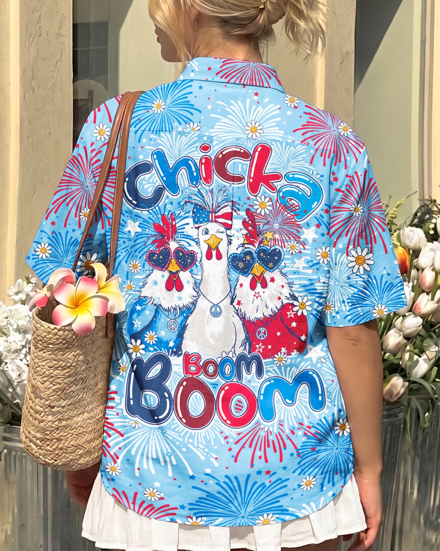 CHICKA BOOM BOOM HIPPIE CHICKEN BUTTON-DOWN COLLAR SHIRT - TY0406263