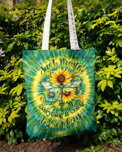 JUST BREATHE DRAGONFLY FLORAL SWIRL TOTE BAG  - TLHG1304261
