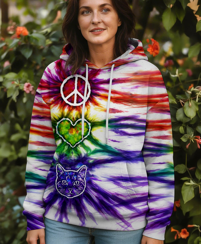 PEACE LOVE CAT FACE ALL OVER PRINT - TLHG15042641