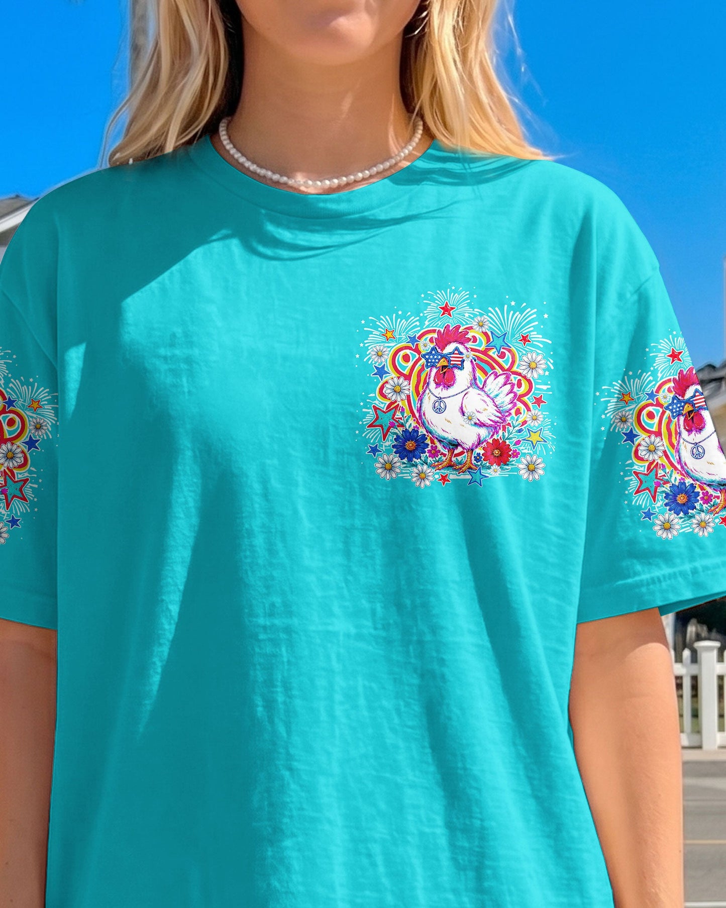 CHICKA BOOM BOOM HIPPIE CHICKEN ALL OVER PRINT - TY0406264