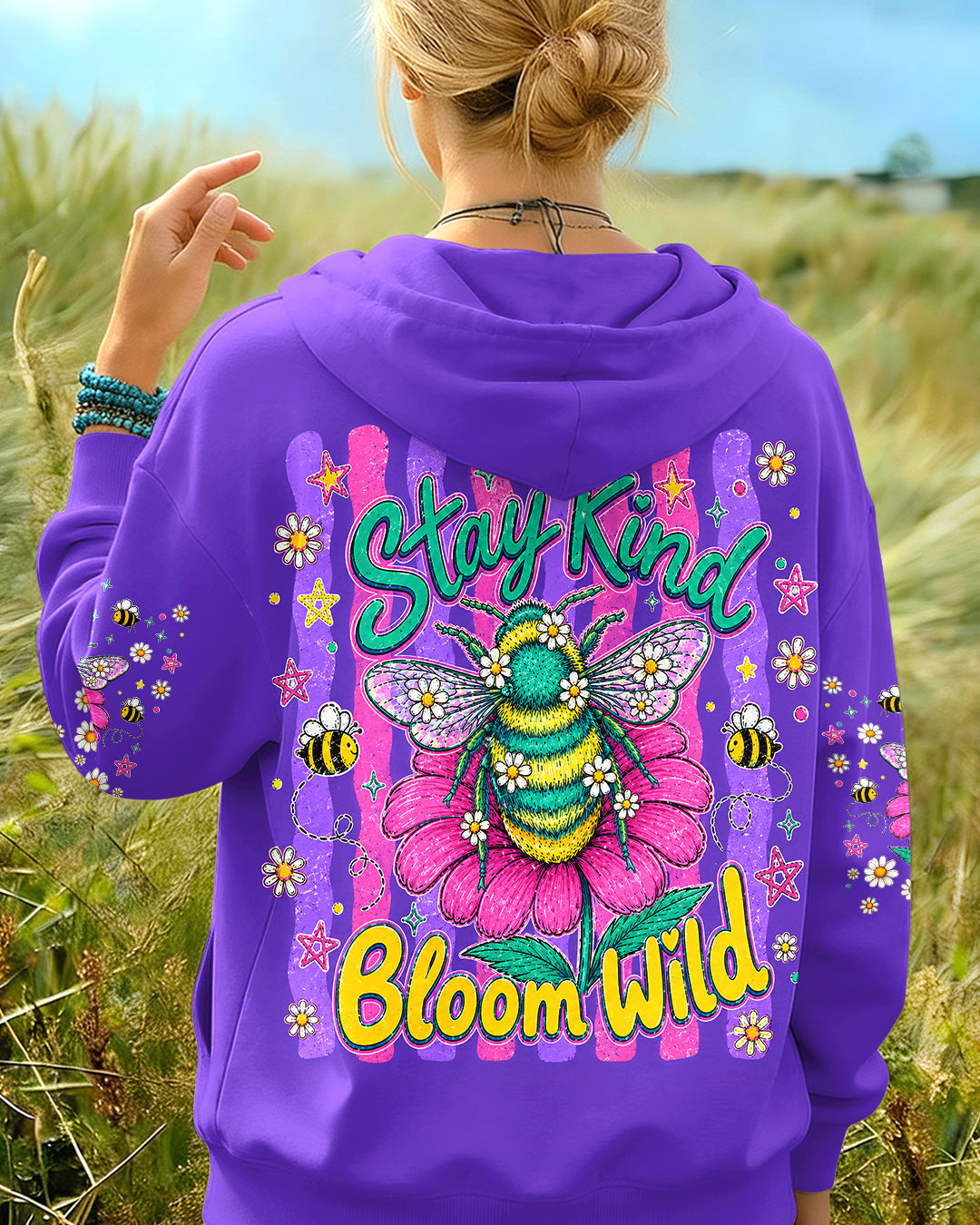 STAY KIND BLOOM WILD BEE ALL OVER PRINT - TLHG0705263