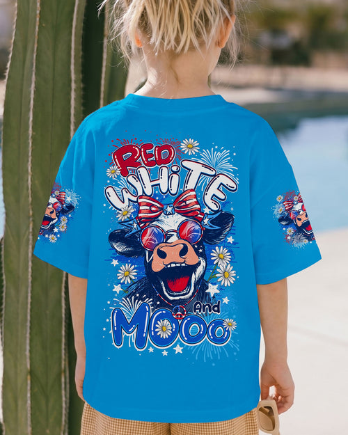 RED WHITE AND MOOO COW KIDS ALL OVER PRINT - TY0806261