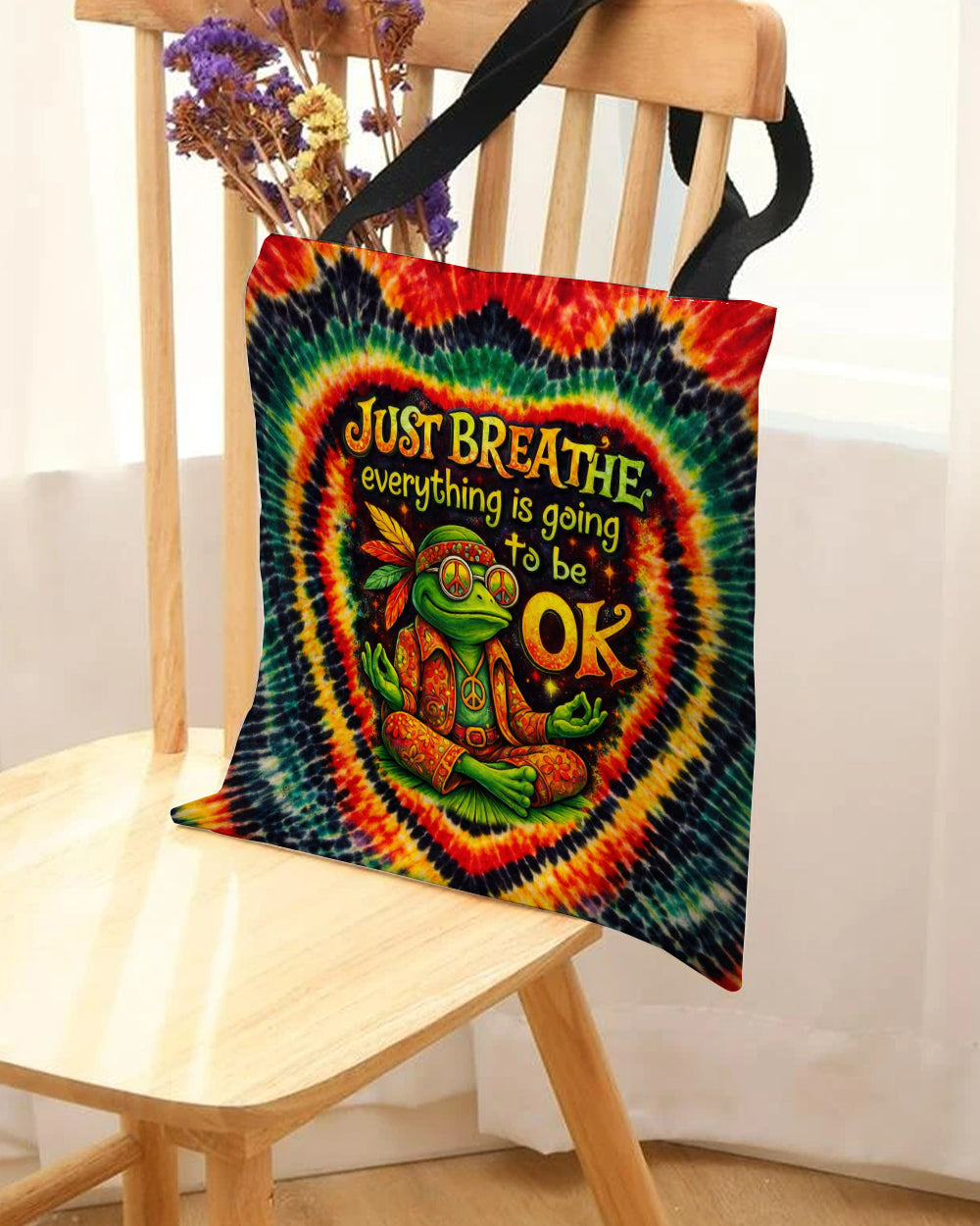 JUST BREATHE FROG SWIRL TOTE BAG - KMTM2604261