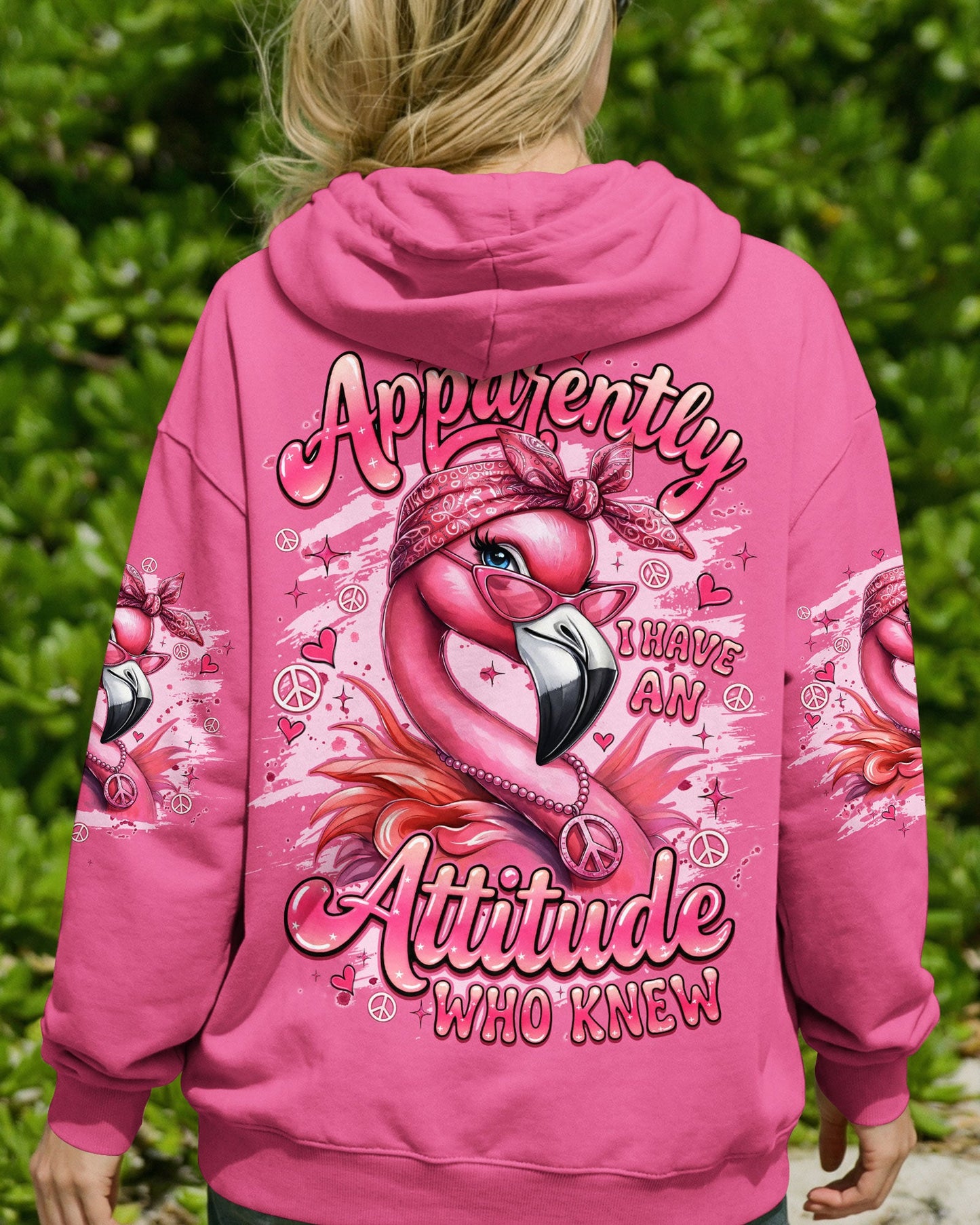 APPARENTLY I HAVE AN ATTITUDE WHO KNEW FLAMINGO ALL OVER PRINT - TYQY1804261