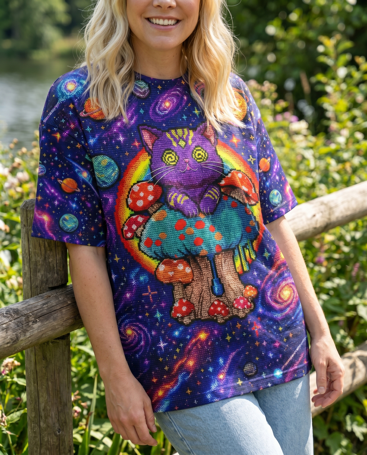 GALAXY MUSHROOM CAT PSYCHEDELIC ALL OVER PRINT - KMTM1905261