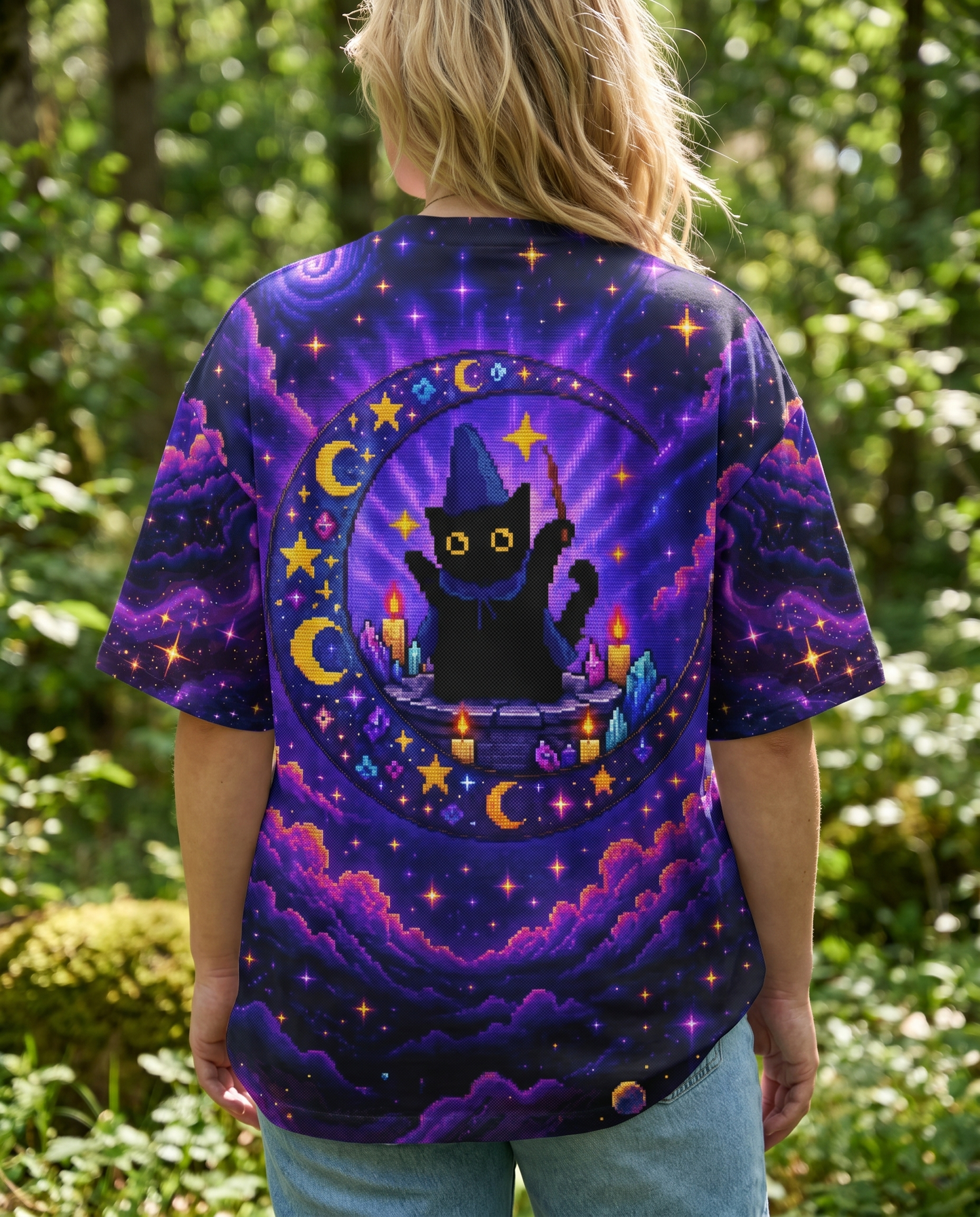 GALAXY WITCH CAT PIXEL ALL OVER PRINT - KMTM2205261