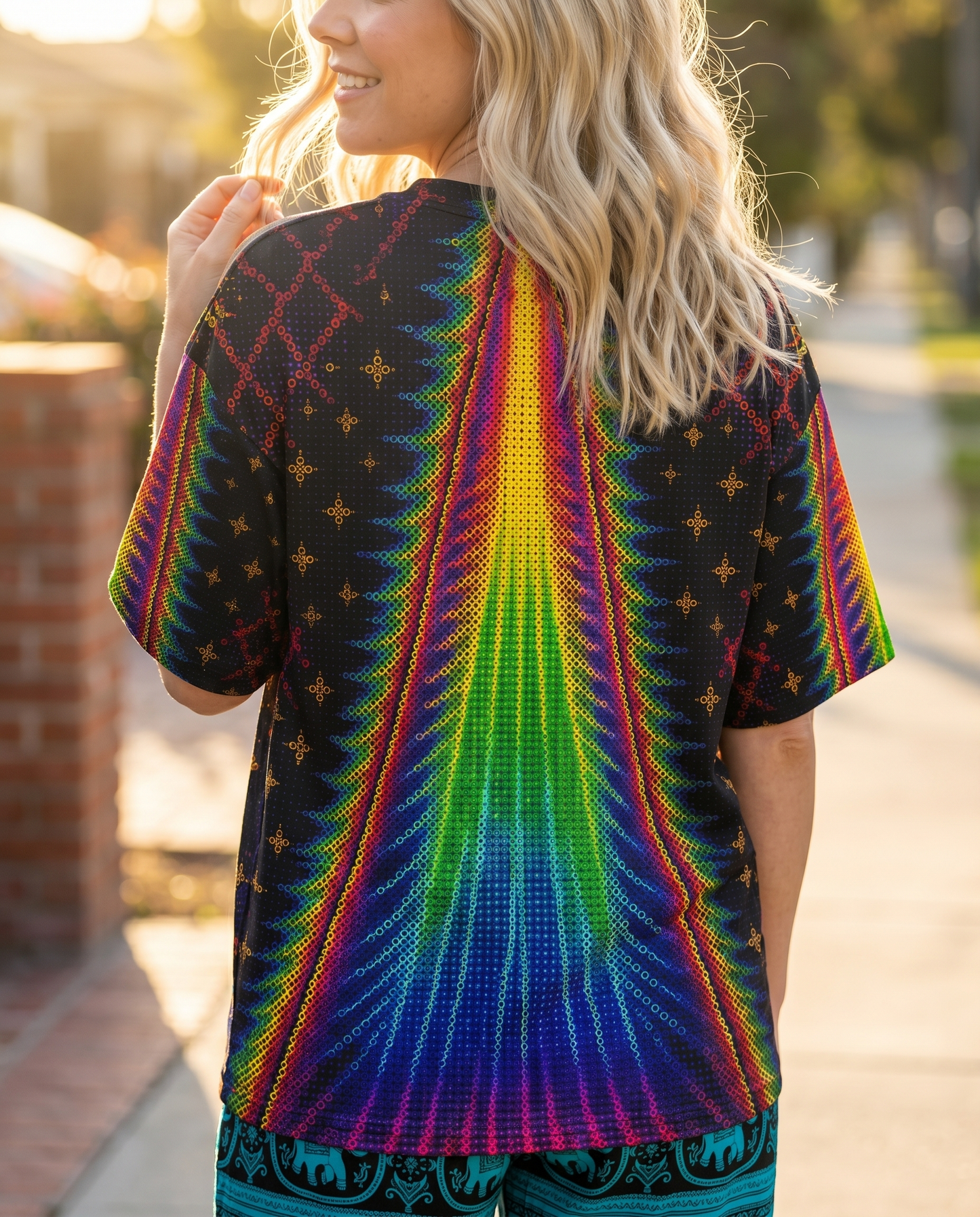 COSMIC CAT ABDUCTION PSYCHEDELIC RAINBOW BEAM ALL OVER PRINT - KMTM0805261