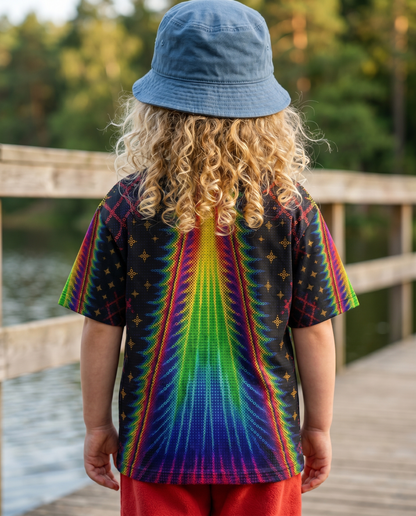 COSMIC CAT ABDUCTION PSYCHEDELIC RAINBOW BEAM  KIDS ALL OVER PRINT - KMTM1006261