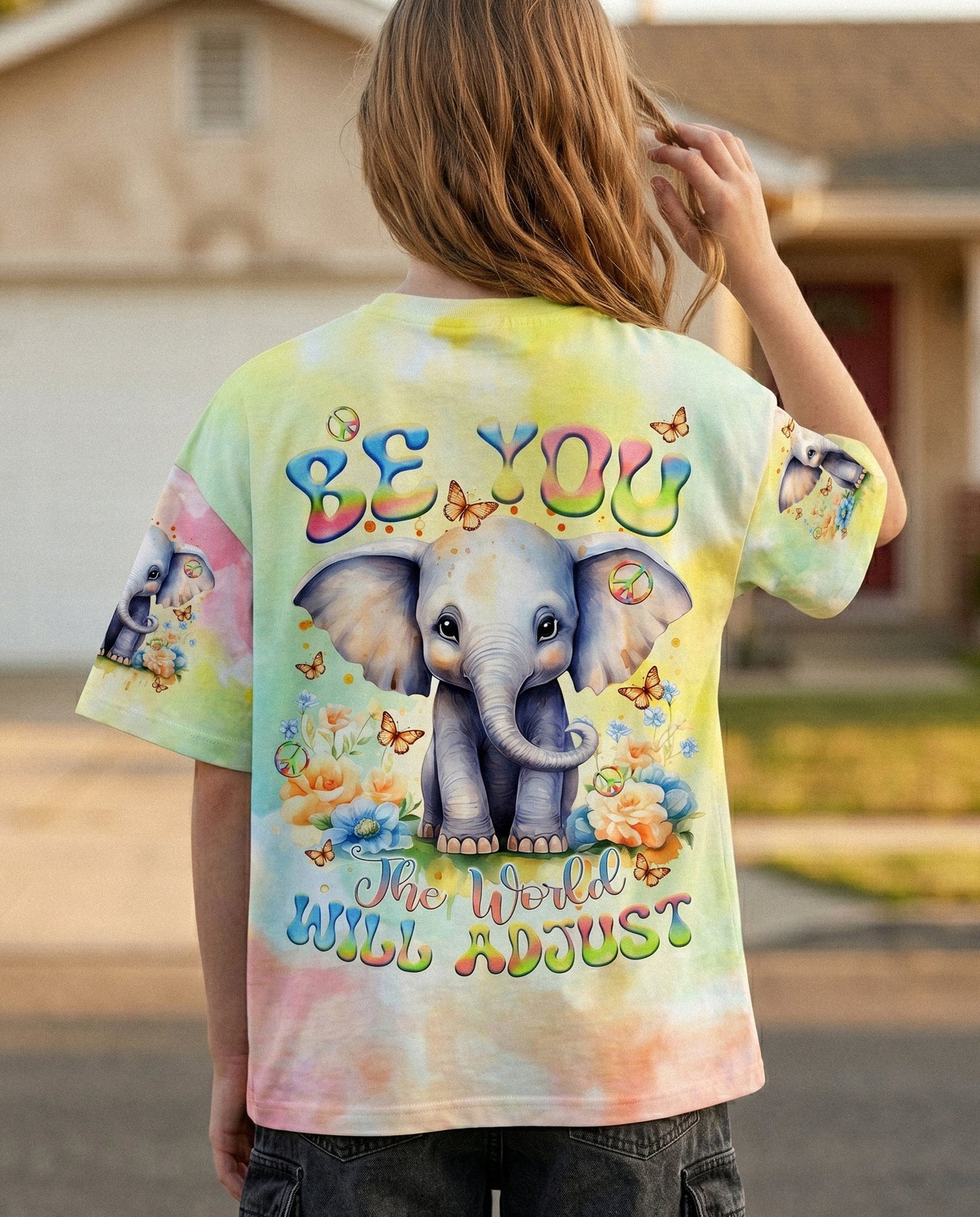 BE YOU THE WORLD WILL ADJUST ELEPHANT KIDS ALL OVER PRINT - TLTR1512234