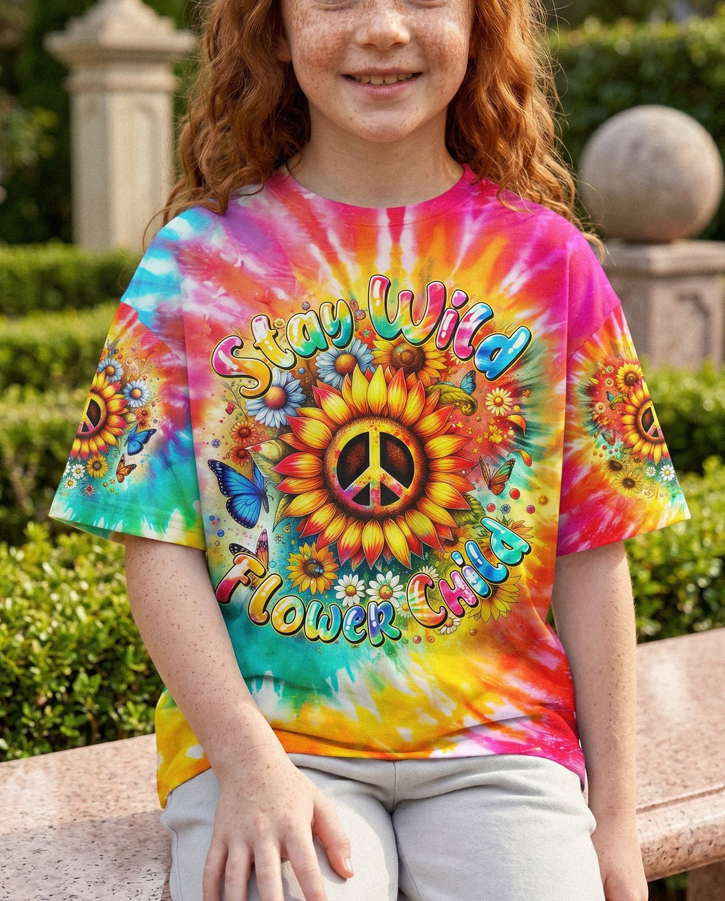 STAY WILD FLOWER CHILD TIE DYE KIDS ALL OVER PRINT - TYTM1912232