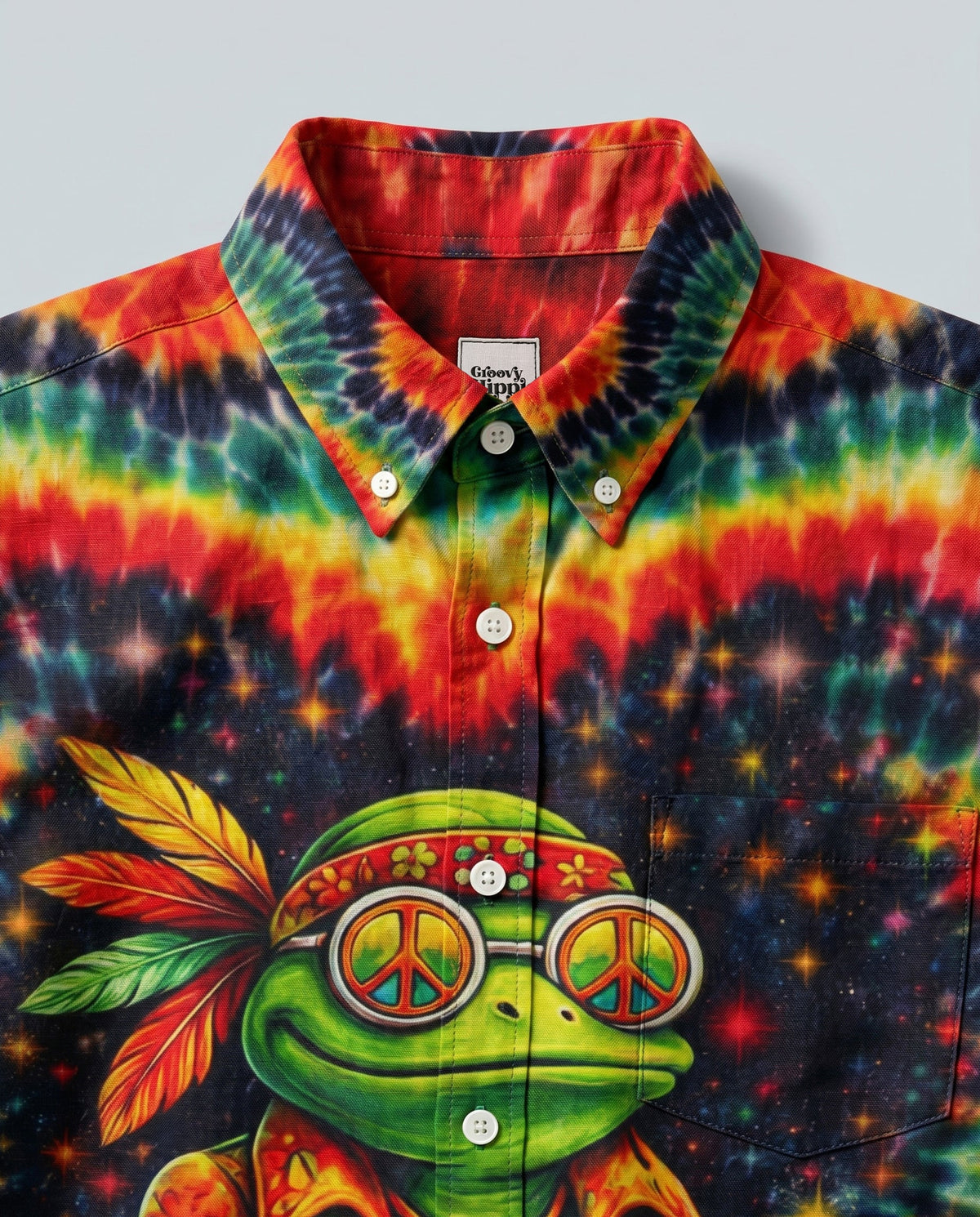 JUST BREATHE FROG SWIRL BUTTON-DOWN COLLAR SHIRT - KMTM0406261