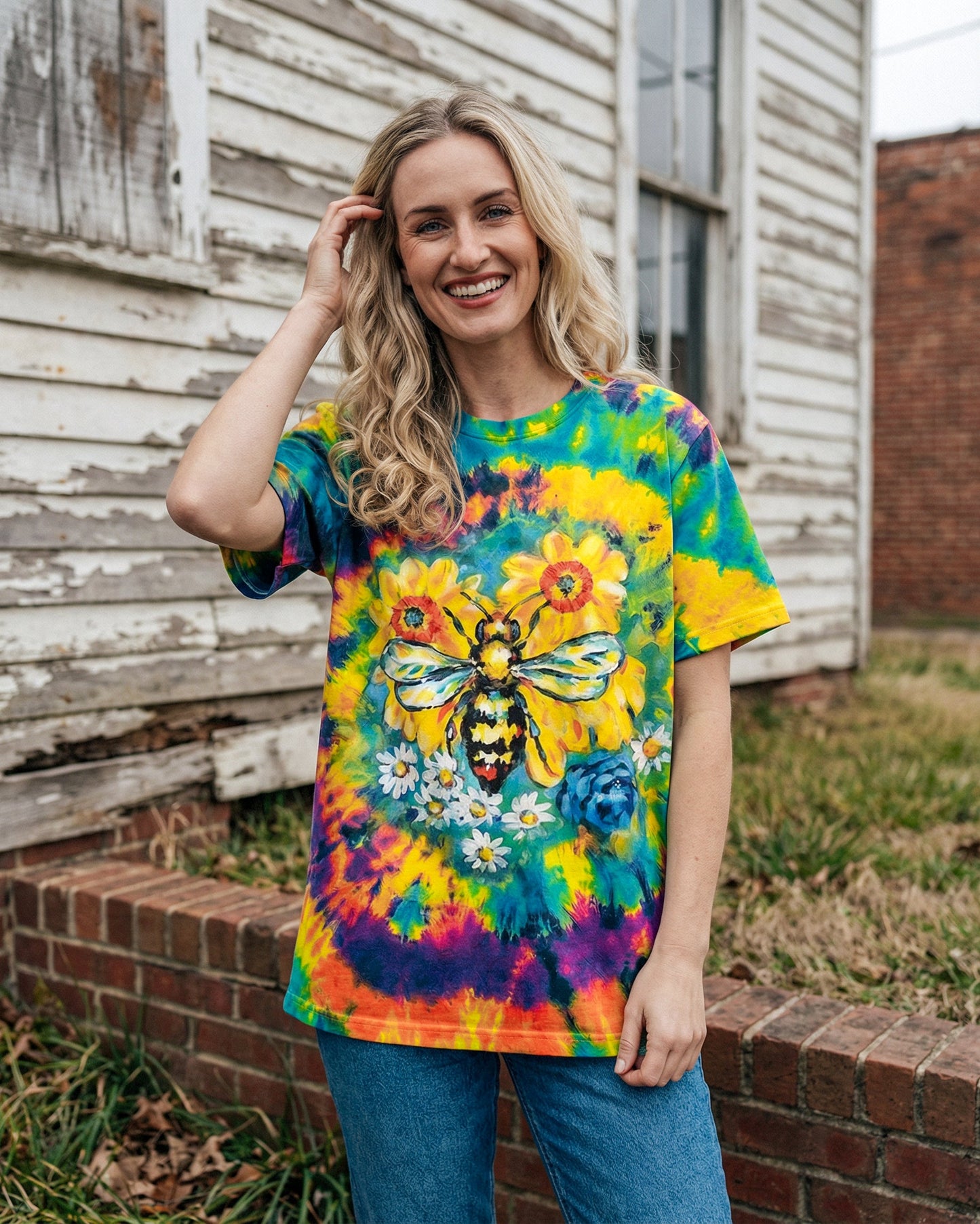 JUST BREATHE BEE SUNFLOWER ALL OVER PRINT - RI2304261