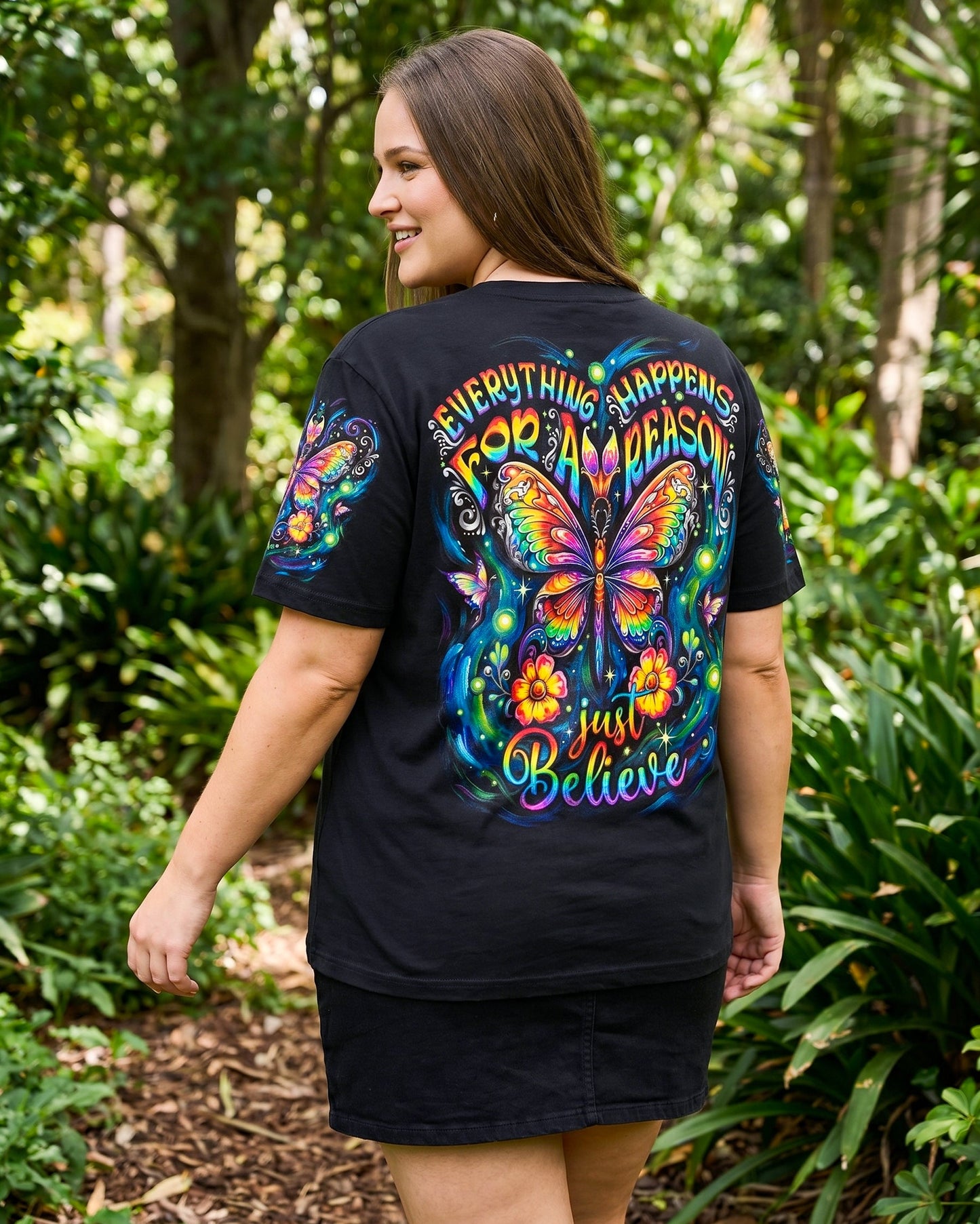 JUST BELIEVE BUTTERFLY GLOW ALL OVER PRINT - KM2404261