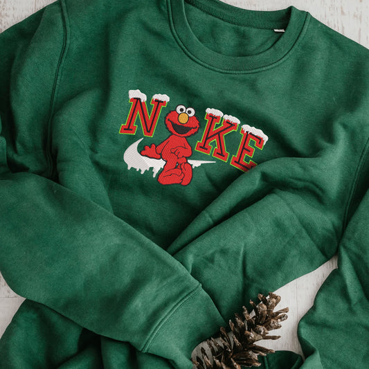 Personalized Embroidered Christmas Elmo Hoodie Sweatshirt T-Shirt