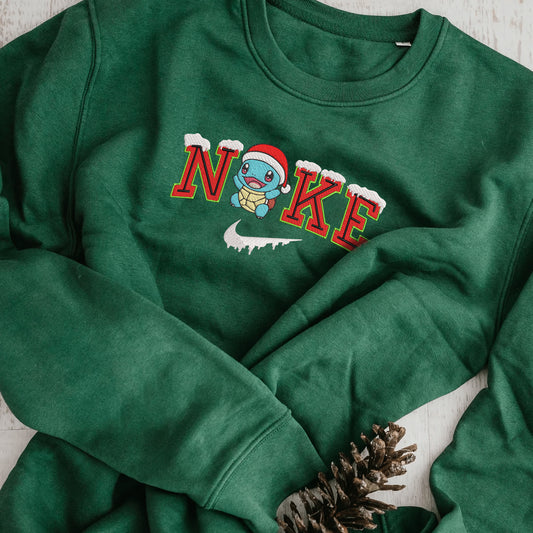 Personalized Embroidered Christmas Squirtle Hoodie Sweatshirt T-Shirt