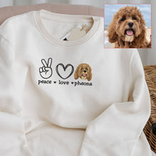 Load image into Gallery viewer, Personalized Pet Dog Cat Peace Love Embroidered T-Shirt Hoodie Sweatshirt
