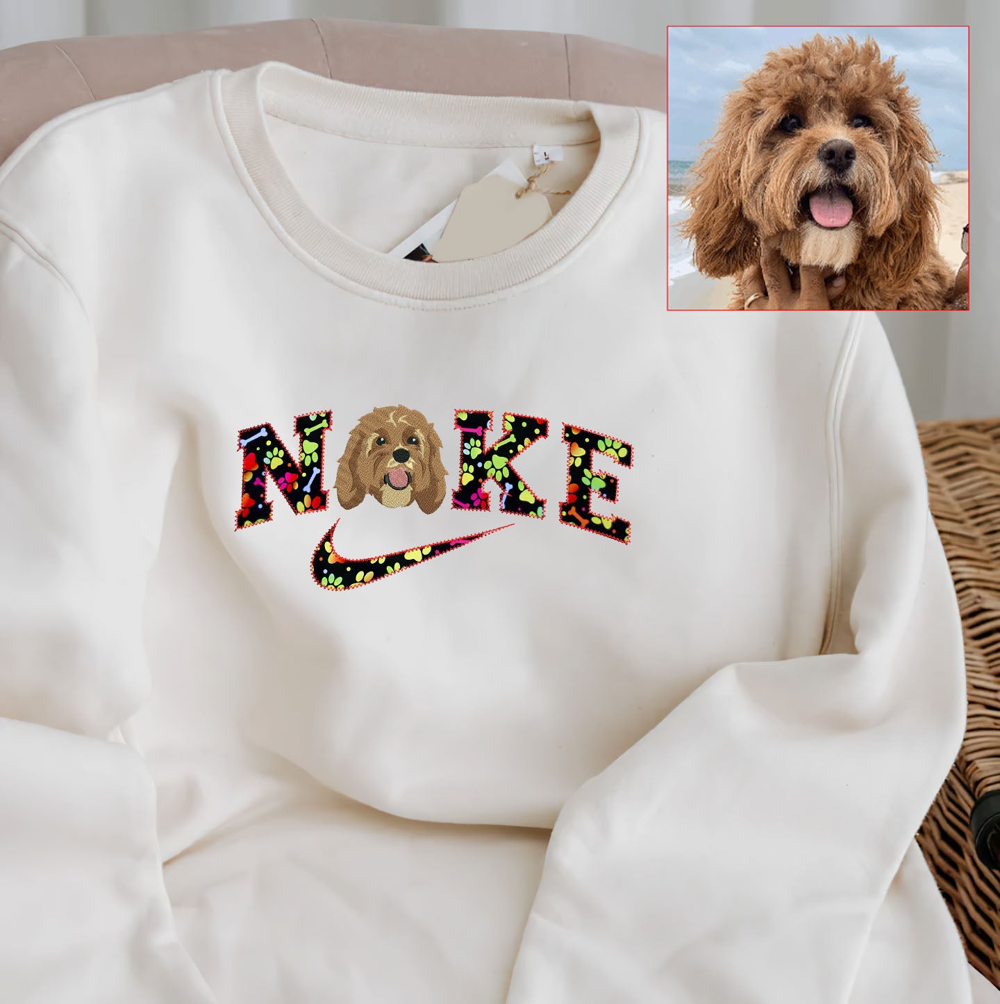 Personalized Pet Dog Cat Paw Embroidered T-Shirt Hoodie Sweatshirt