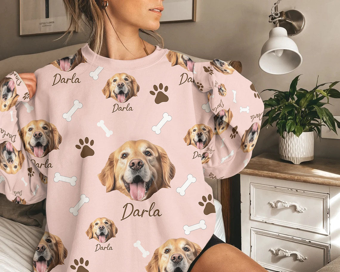 Personalized Pet Dog Cat Photo And Name Custom Sweatshirt