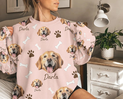 Personalized Pet Dog Cat Photo And Name Custom Sweatshirt