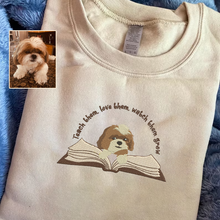 Load image into Gallery viewer, Personalized Embroidered Pet Dog Cat Reading Book Hoodie Sweatshirt T-Shirt
