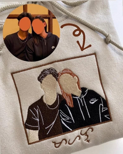 Custom Embroidered Family Couple Friend Single Portrait from Photo