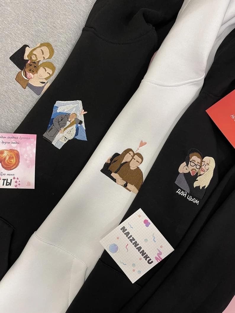 Custom Embroidered Family Couple Friend Single Portrait from Photo