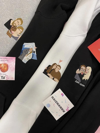 Custom Embroidered Family Couple Friend Single Portrait from Photo