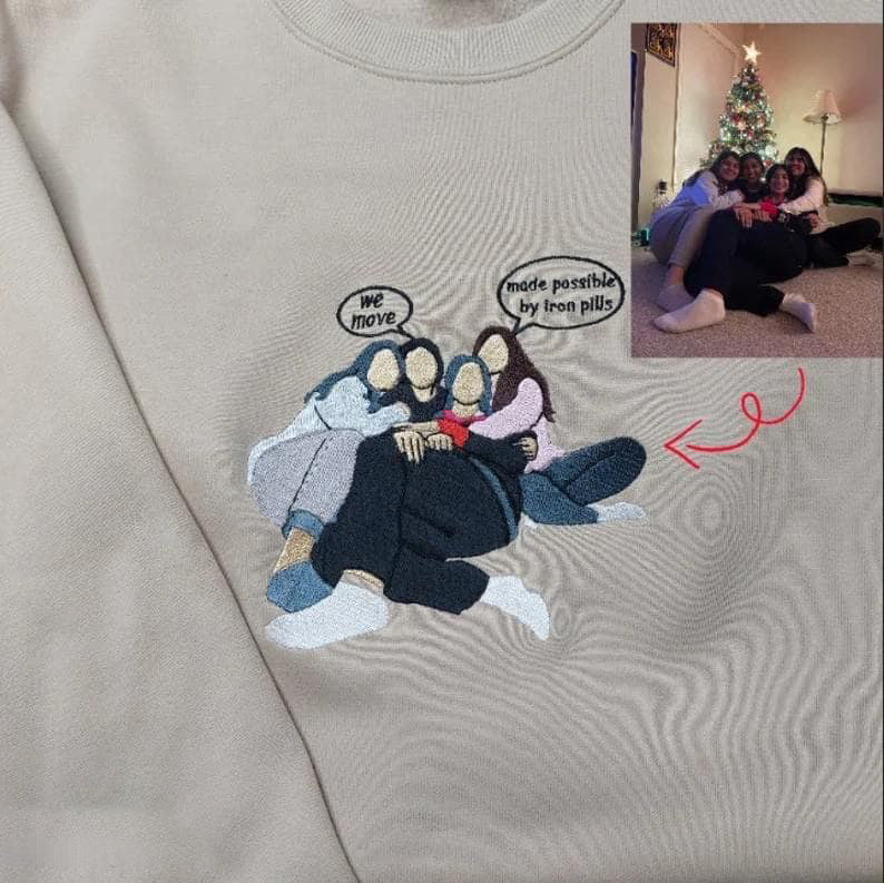 Custom Embroidered Family Couple Friend Single Portrait from Photo