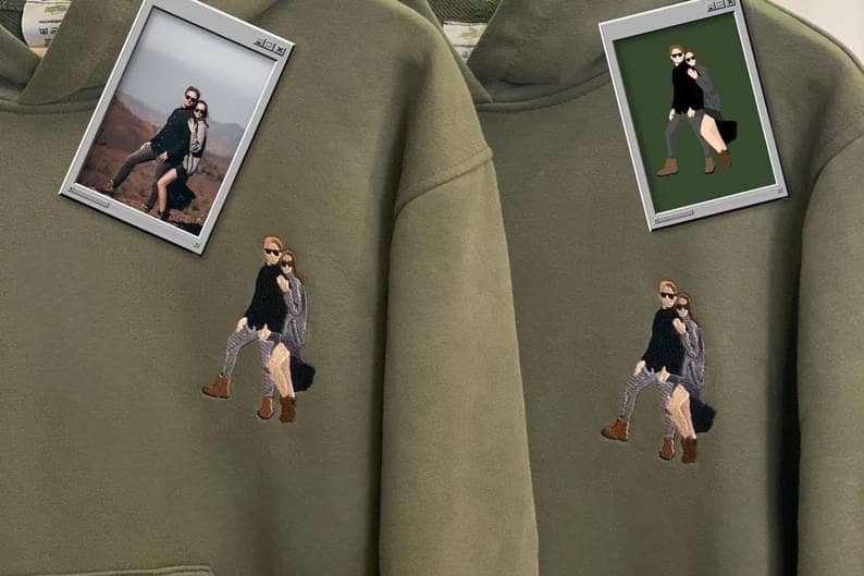 Custom Embroidered Family Couple Friend Single Portrait from Photo