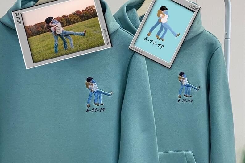 Custom Embroidered Family Couple Friend Single Portrait from Photo