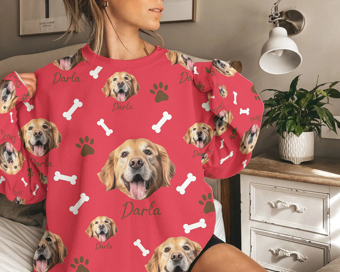 Personalized Pet Dog Cat Photo And Name Custom Sweatshirt