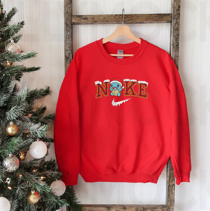 Personalized Embroidered Christmas Squirtle Hoodie Sweatshirt T-Shirt