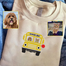 Load image into Gallery viewer, Personalized Embroidered Pet Dog Cat School Bus Hoodie Sweatshirt T-Shirt
