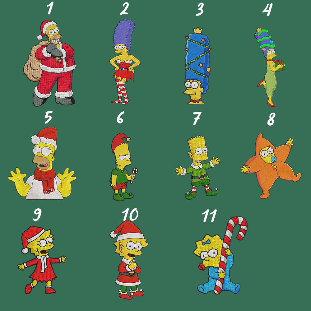 Personalized Embroidered Christmas The Simpsons Hoodie Sweatshirt T-Shirt