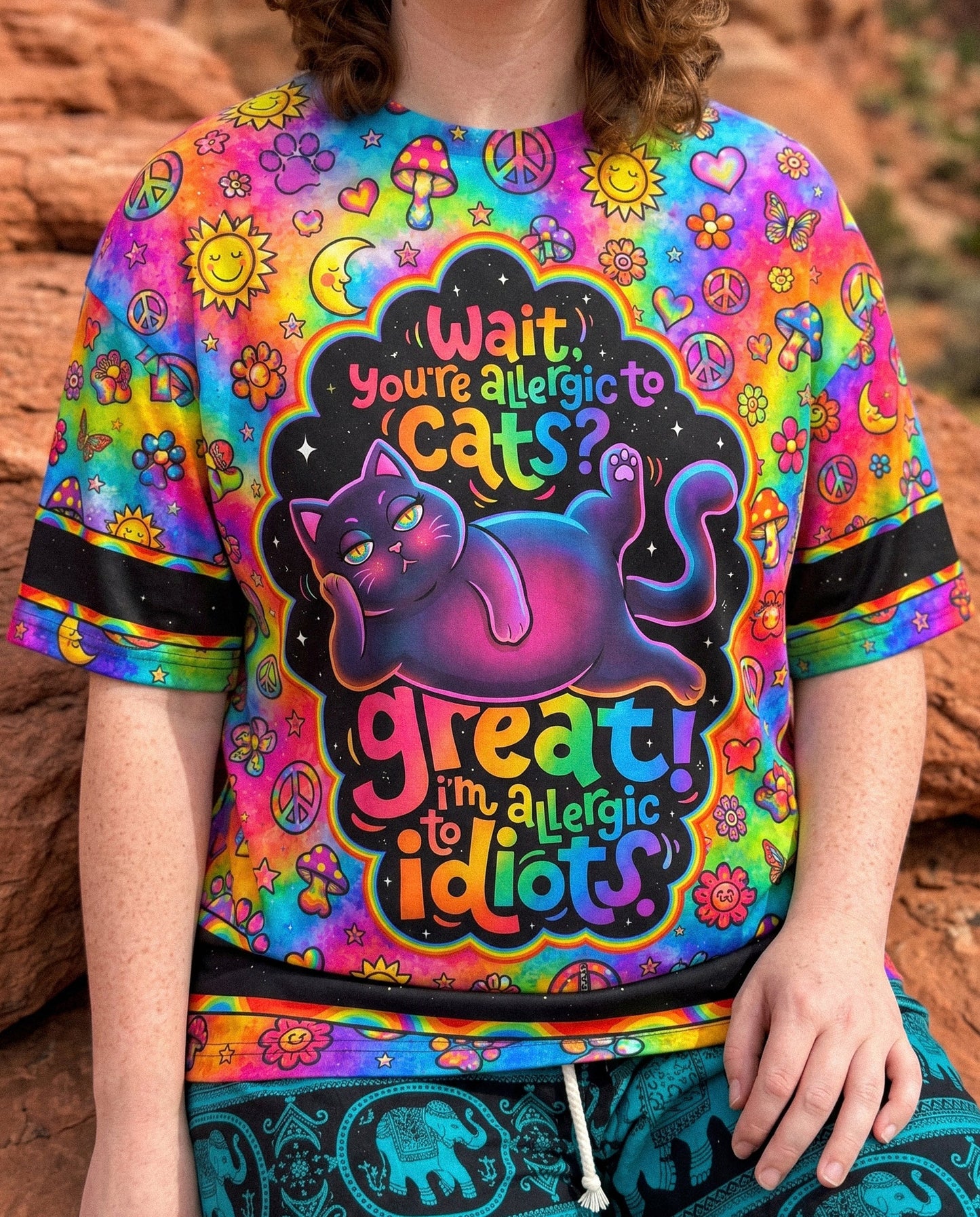 ALLERGIC TO IDIOTS CAT PSYCHEDELIC ALL OVER PRINT - KMTM1206261
