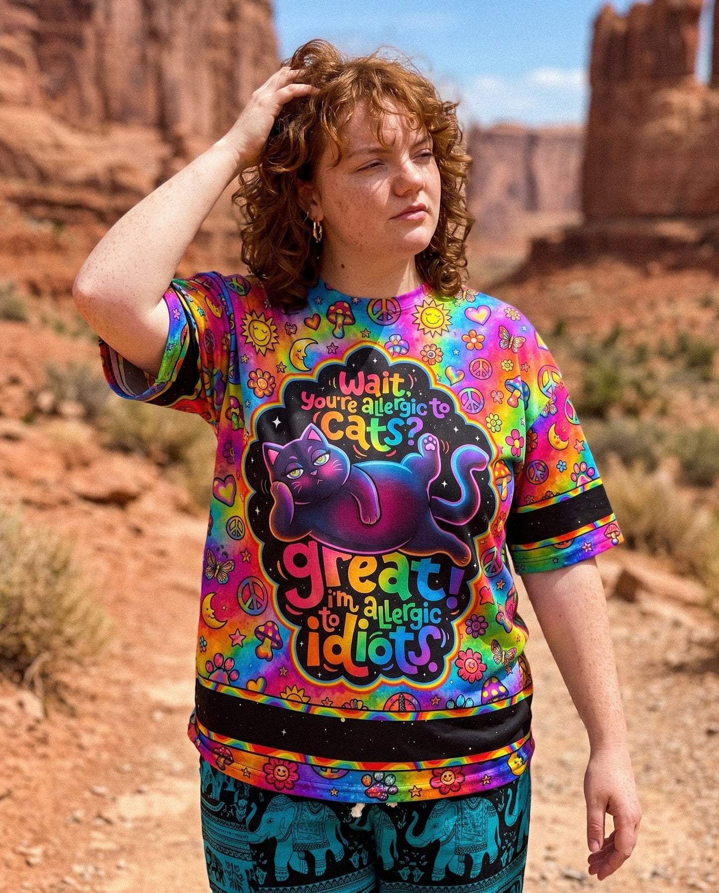 ALLERGIC TO IDIOTS CAT PSYCHEDELIC ALL OVER PRINT - KMTM1206261