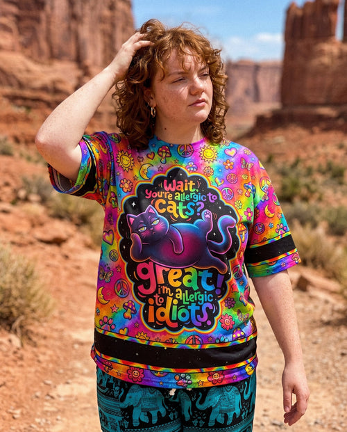 ALLERGIC TO IDIOTS CAT PSYCHEDELIC ALL OVER PRINT - KMTM1206261