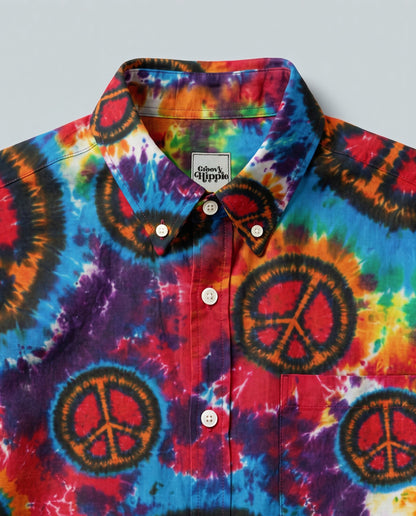 RAINBOW PEACE BURST BUTTON-DOWN COLLAR SHIRT - KMTM0206262