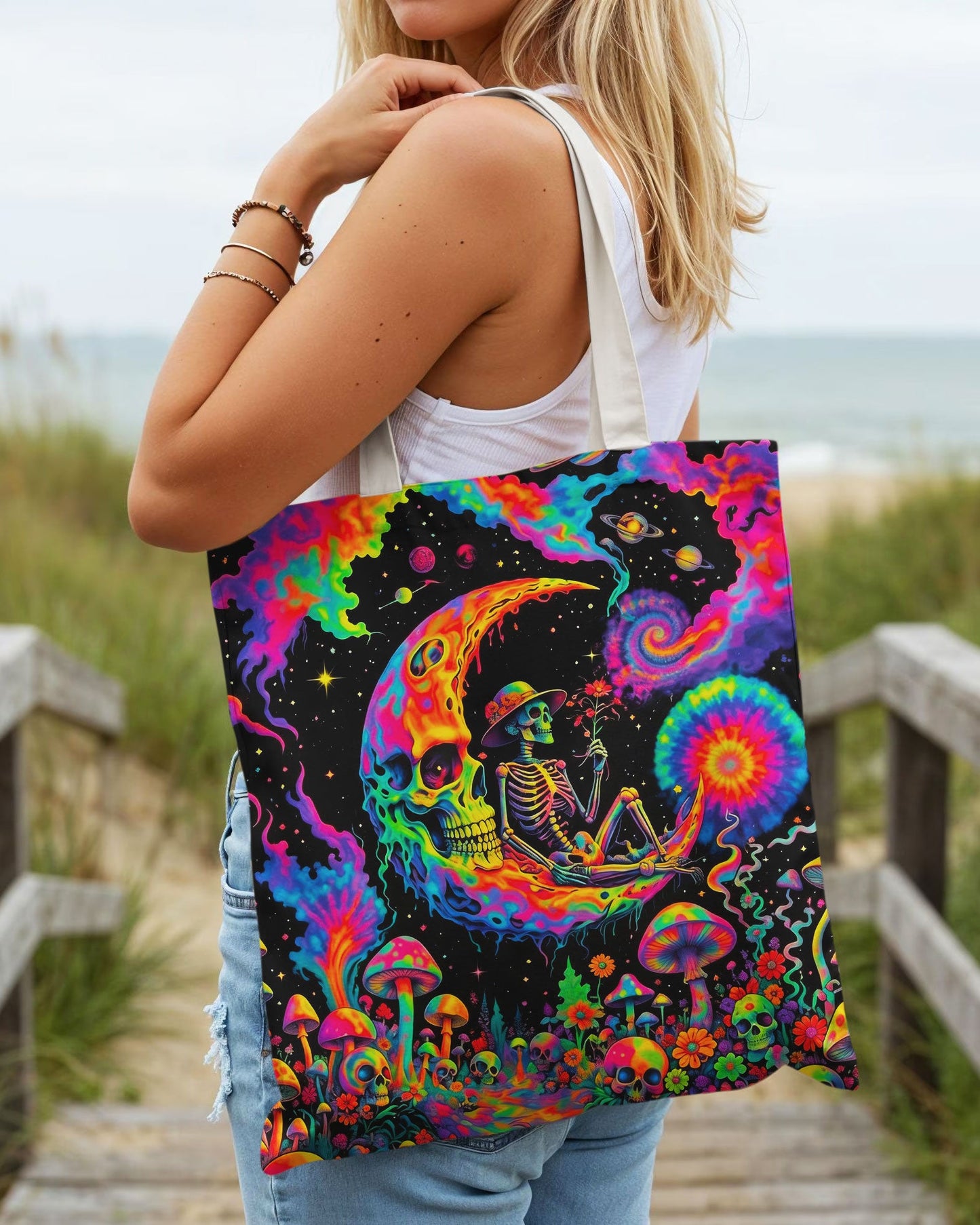 HIPPIE SKULL PSYCHEDELIC TOTE BAG - TLNO2904264