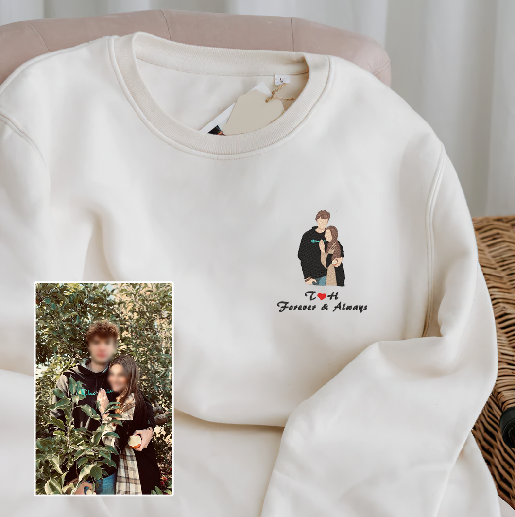 Valentine Personalized Embroidered Couple Hoodie Sweatshirt T-Shirt