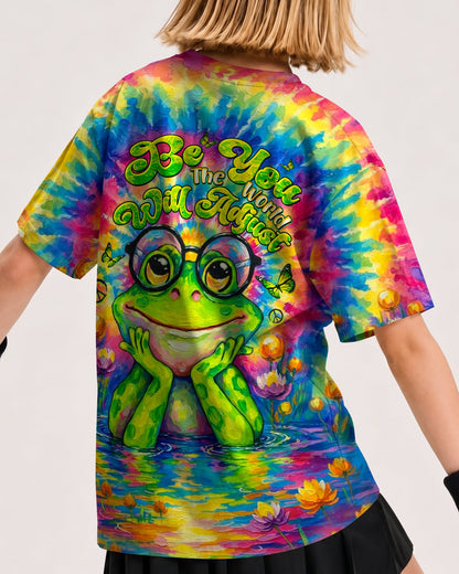BE YOU THE WORLD WILL ADJUST FROG KIDS ALL OVER PRINT  - TLTW1106261