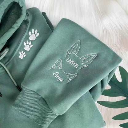Personalized Embroidered Dog Ears with Personalized Names And Paw Sweatshirt Hoodie T-Shirt