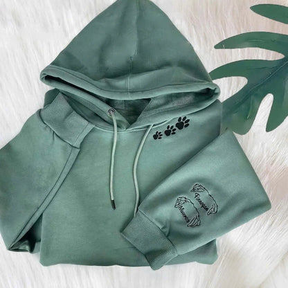 Personalized Embroidered Dog Ears with Personalized Names And Paw Sweatshirt Hoodie T-Shirt