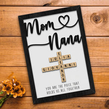 Load image into Gallery viewer, Mother&#39;s Day Personalized Mom Nana Crossword Sign
