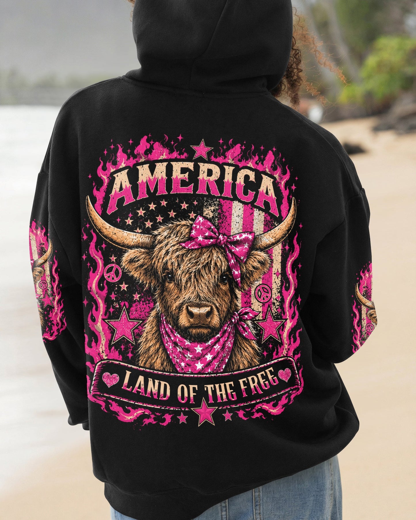 LAND OF THE FREE COW ALL OVER PRINT - TLHN0506261