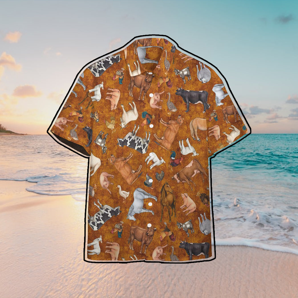 Farm Animal Hawaii Button Shirt